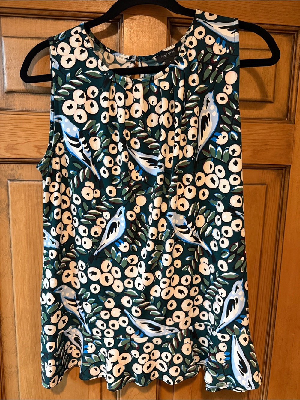 Ann Taylor Teal Floral Circle Print Sleeveless Top